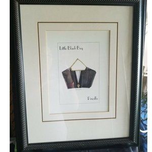 Vtg Kris Taylor Little Black Bag "Priscilla" Art Fashion Framed matted
